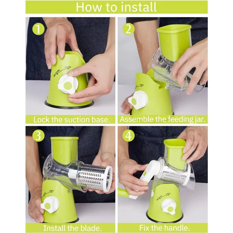 OneVender®Multifunctional Vegetable Cutter | Tabletop Drum Grater 3-in-1 - OneVender